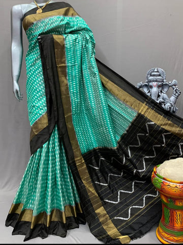 Pochampally-ikkat-Silk-Blue-Black-weavesarees.com